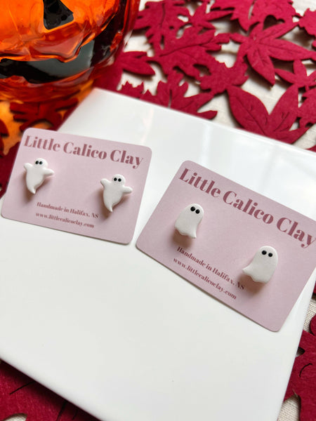 Ghost Studs | Polymer Clay Earrings