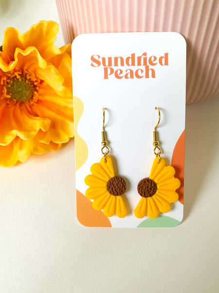 Half Sunflower Dangles - Gold Plated Fishhooks