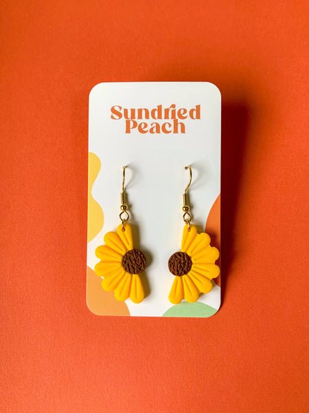 Half Sunflower Dangles - Gold Plated Fishhooks