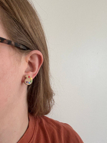 Paint Palette Studs | Polymer Clay Earrings 