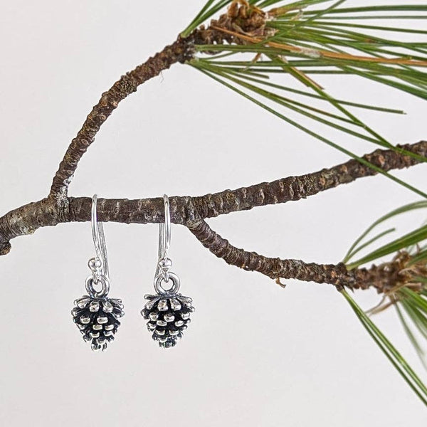 Pinecone Earrings in Sterling Silver