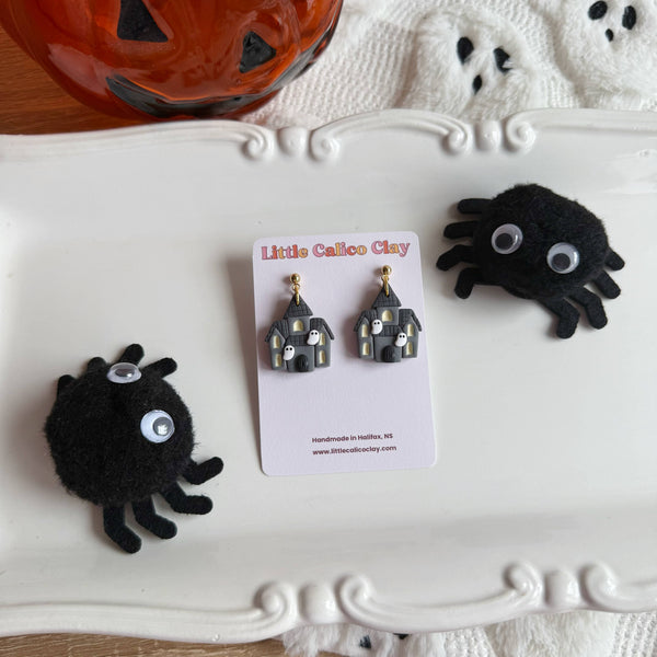 Haunted House Dangles | Polymer Clay Earrings