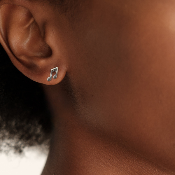 Silver Song Note Studs – A Subtle Tribute to Music