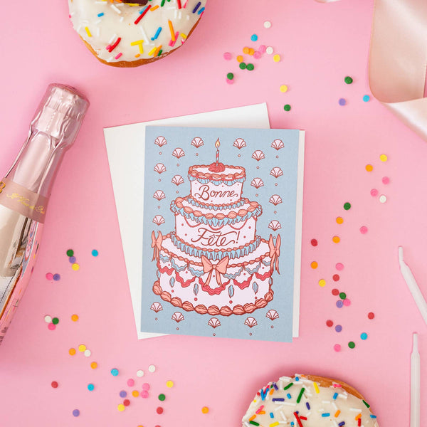 Bonne Fete Cake Birthday Card