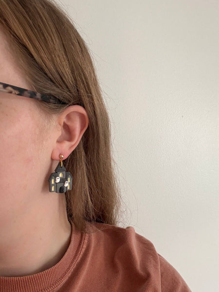 Haunted House Dangles | Polymer Clay Earrings