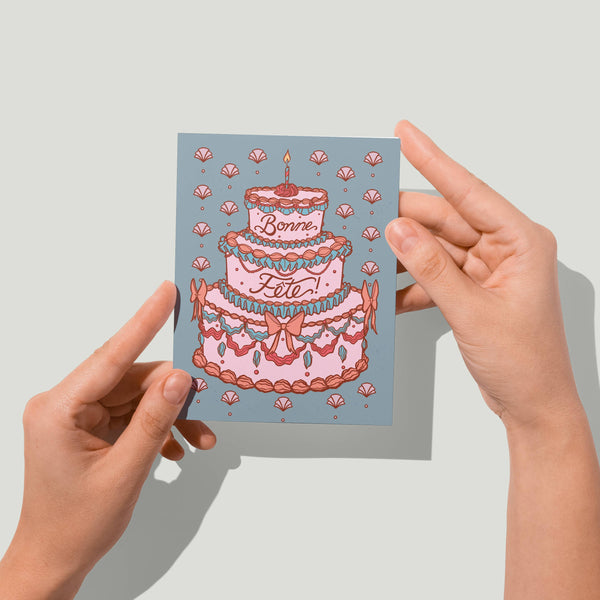 Bonne Fete Cake Birthday Card