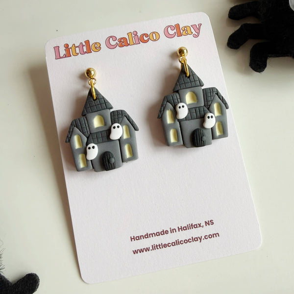 Haunted House Dangles | Polymer Clay Earrings