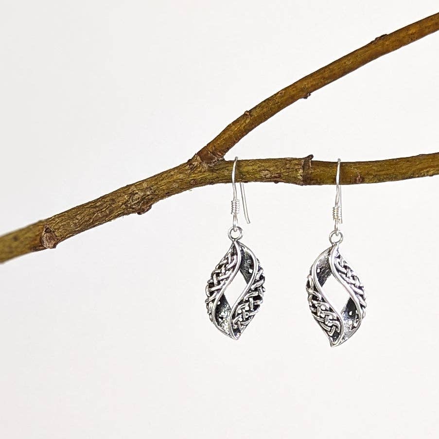 Open Twist with Celtic Knot Earrings in Sterling Silver