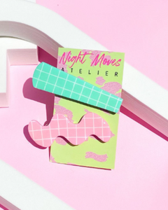 Night Moves Atelier Grid-dy Up Clay Hair Clip Duo