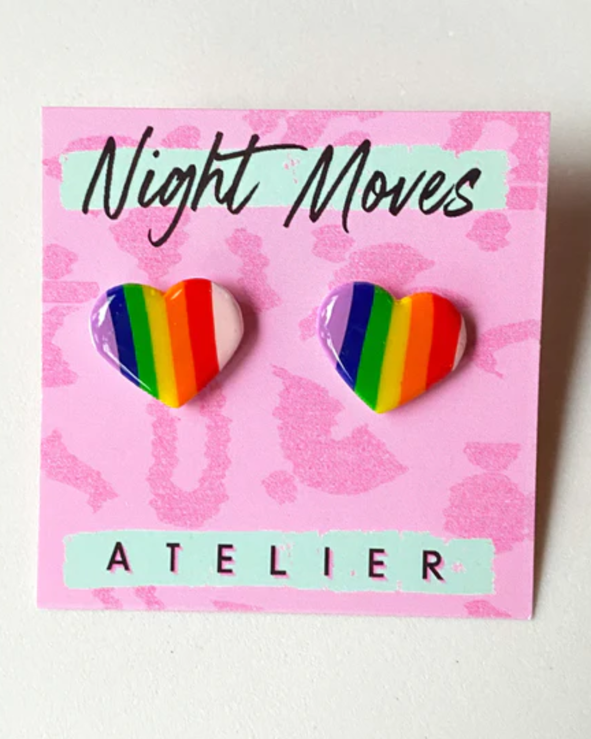 Night Moves Atelier Rainbow Heart Studs