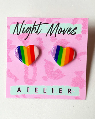 Night Moves Atelier Rainbow Heart Studs