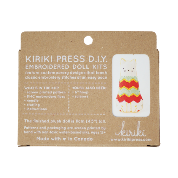 Kiriki Press Fiesta Cat DIY Embroidered Doll Kit