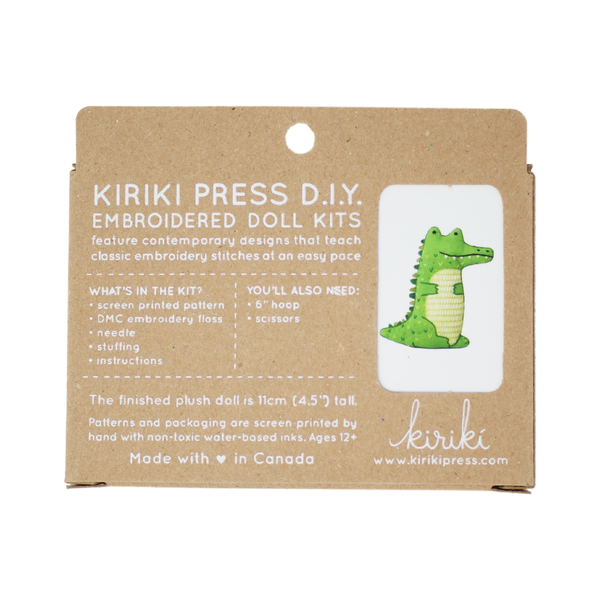 Kiriki Press Alligator DIY Embroidered Doll Kit
