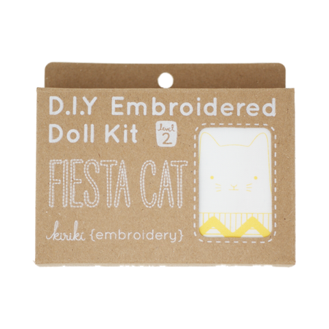 Kiriki Press Fiesta Cat DIY Embroidered Doll Kit