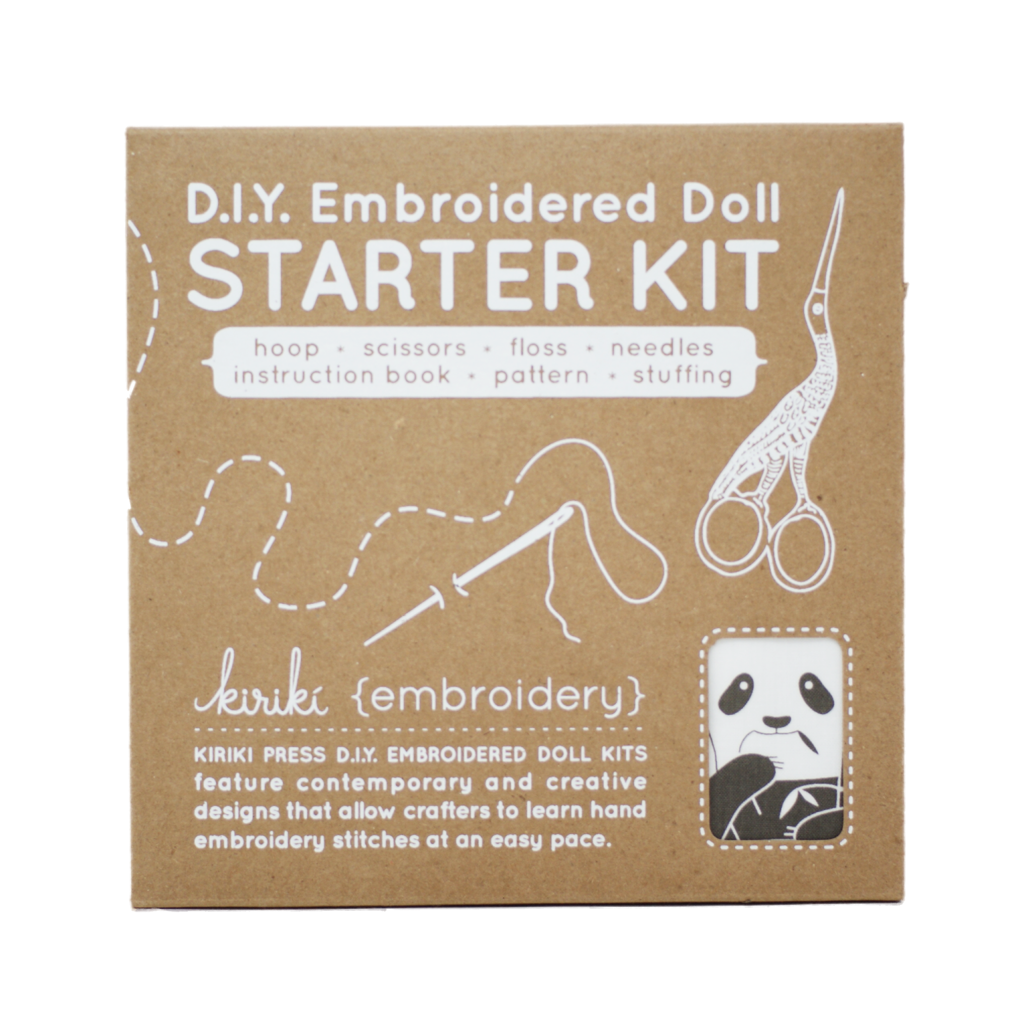 Kiriki Press Panda DIY Embroidered Doll Starter Kit