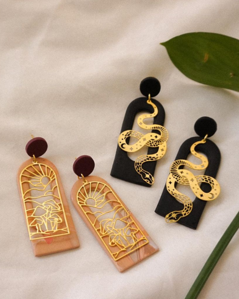ViV Jewelry Mushroom Landscape Arches Earrings