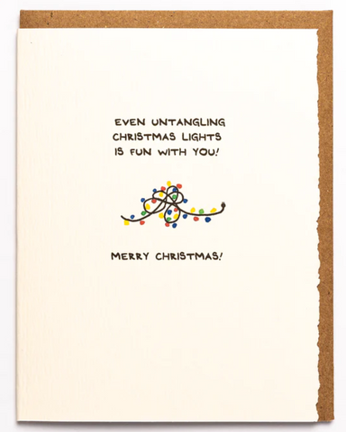 Mythical Matters Untangling Lights Christmas Greeting Card